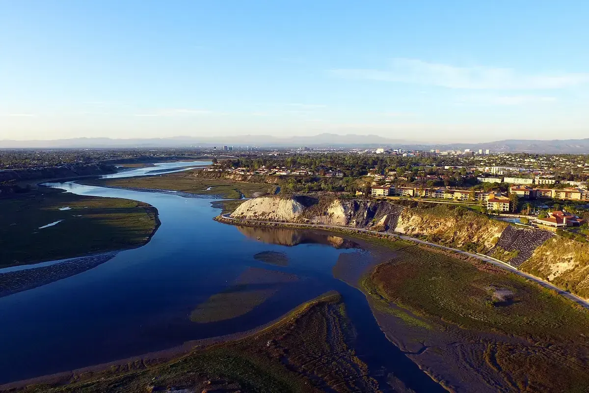 Upper Newport Bay, the Back Bay, which divides the eastern communities of Newport Beach CA from the harbour